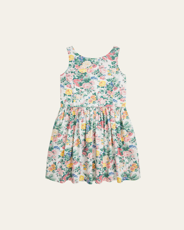 Girl's Sleeveless Floral Poplin Day Dress, Size 2-6X